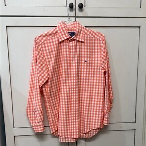 Vineyard Vines Men's Tucker Orange Checkered Shirt